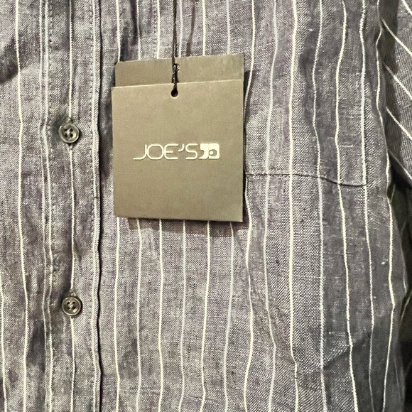 Joe's Jeans Cooper Collection Linen Pinstripe Long Sleeve Button Down Men L NWT - Picture 8 of 10